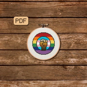 LGBT Cross Stitch Pattern, Transgender Crossstitch PDF, Gay Pride Embroidery Design, Instant Download