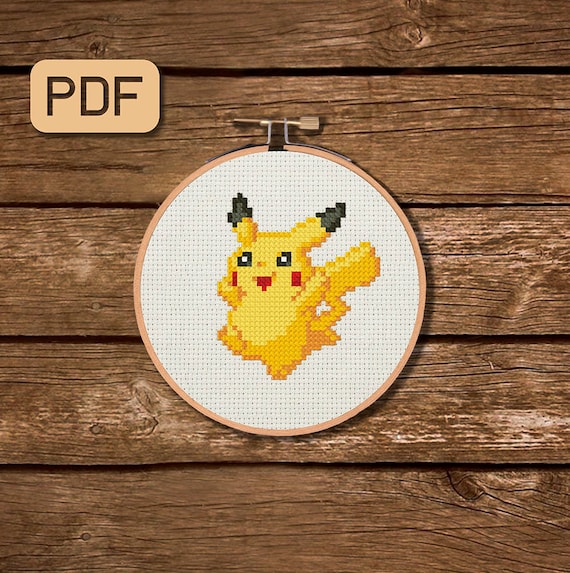 8 bit Pikachu- Pokemon Yellow Cross stitch Idea