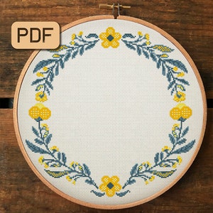 Bloemenrand kruissteekpatroon pdf bloemenkrans
