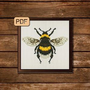 Bumblebee Cross Stitch Pattern Bumble Bee Cross Stitch PDF Insect Embroidery Design Instant Download
