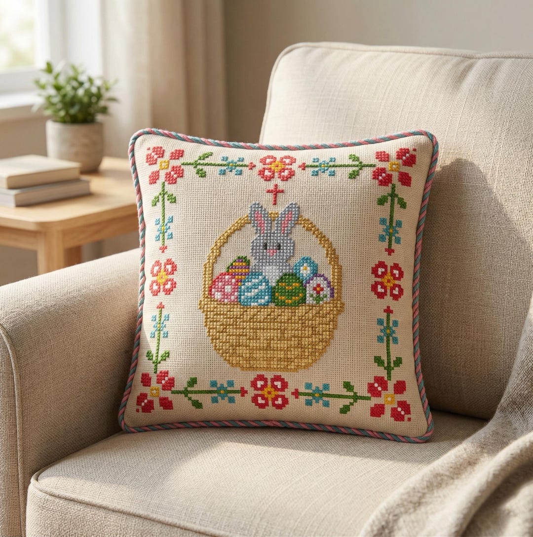 Easter Bunny Cross Stitch Pattern: Spring Holiday Xstitch Design (PDF ...