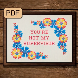 You're Not My Supervisor Cross Stitch Pattern Digital PDF Archer ...
