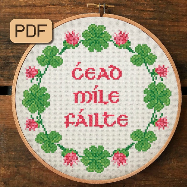 Funny cross stitch pattern Cead mile failte Welcome cross stitch pdf