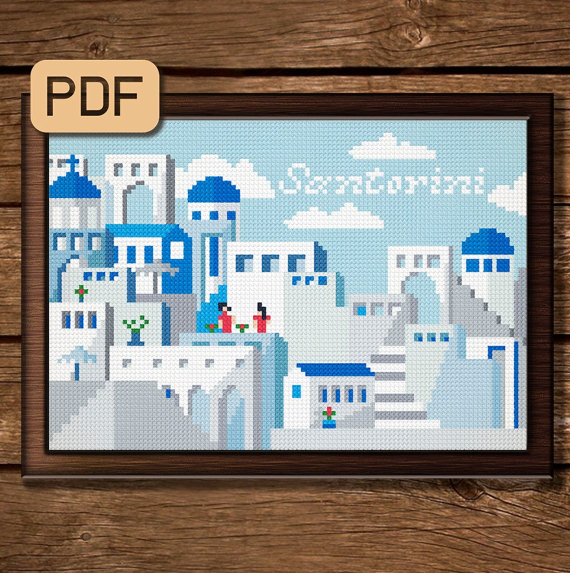 Santorini cross stitch pattern greek island embroidery Etsy