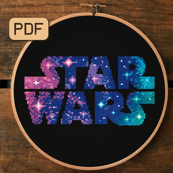Star wars cross stitch pattern Galaxy needlepoint pdf Instant download