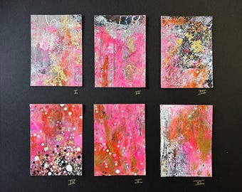 Spark Series – Mixed Media Abstract ACEO – Original Hand Painted – Artist Trading Cards