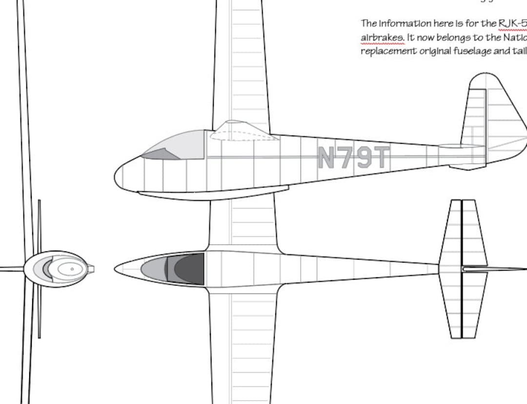 Ross Johnson RJ5 Vintage Sailplane/glider History/specs and 3view Wall Art 11x14 fits 16x20