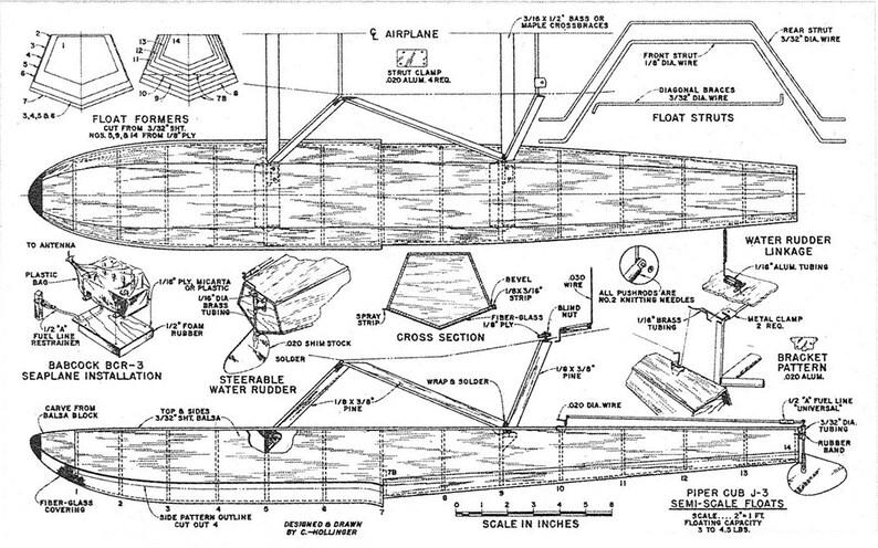 Digital Plan Piper 70 Span Cub Air Trails Model Airplane Plan 1:6 Scale ...