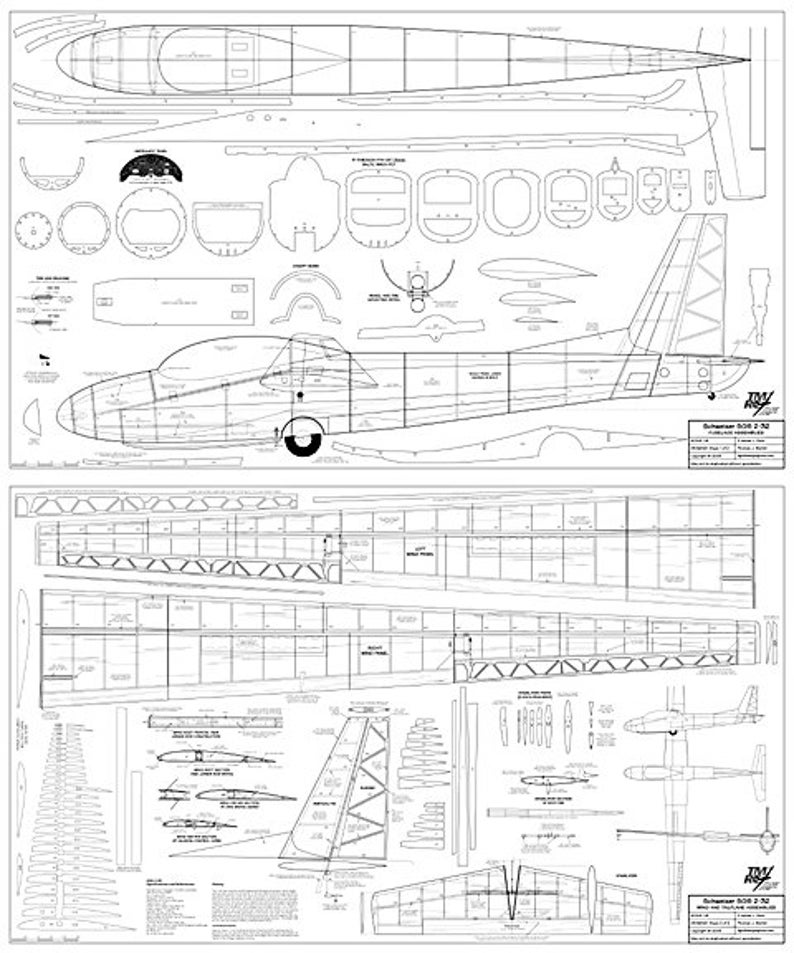 Schweizer Sgs 2 32 3 Seat Trainer 29m 114 Span Balsaplywood Sailplane Plans And Patterns 2 36x60 Sheets