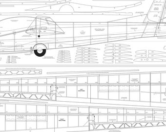 Schweizer SGS 2-32 1:4 scale 3-seat Trainer 4.43m (171") span Balsa/Plywood Sailplane Plans and Patterns (2-36"x96" sheets)