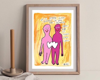 It Feels Like Love, A5 Art Print / Digital Art Print / Positive Affirmations / Cards for People You Love