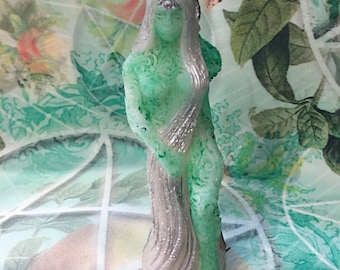 Earth Goddess Candle painted