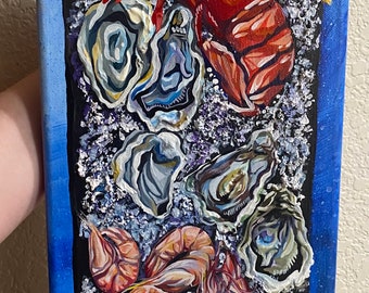 Seafood on ice painting