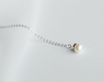 Pearl Drop Necklace - Freshwater Pearl Semi Precious Gemstone - 14K Gold Filled Chain, Sterling Silver Chain