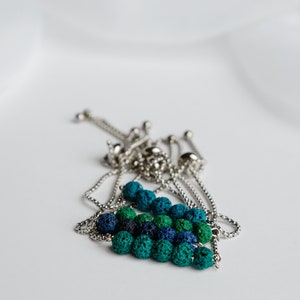 Blue and Green Lava Bead Dainty Slider Bracelet Collection -Essential Oil Diffuser - Aromatherapy Jewelry