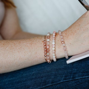 Pink and Purple Quartz Bracelet Rose Quartz, Amethyst, Hematite Semi Precious Gemstone image 2