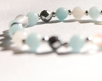 Aquamarine Gemstone Bracelet - Semi Precious Gemstone Bracelet