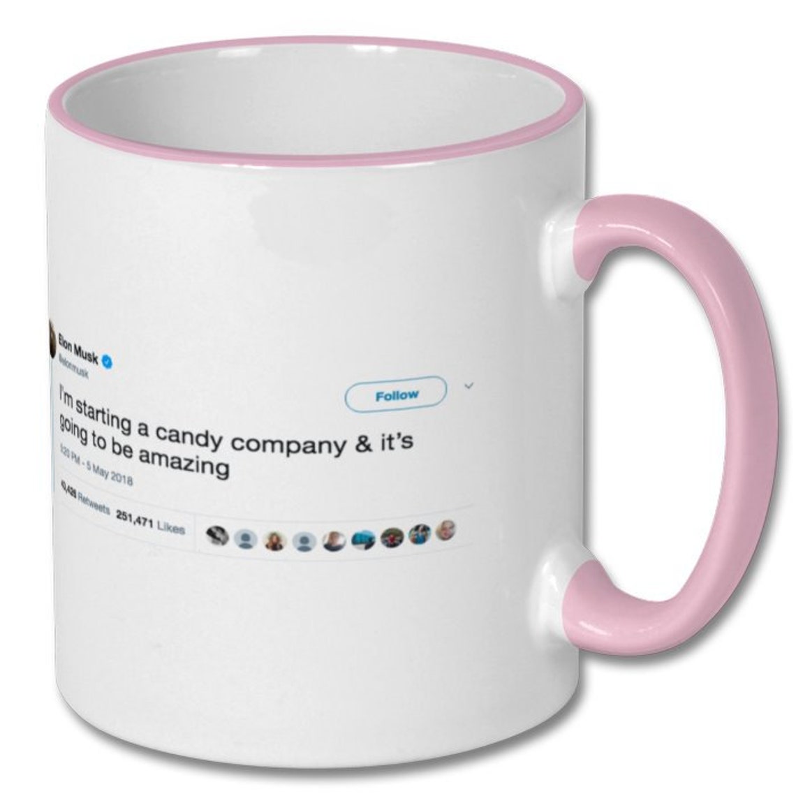 ELON MUSK Candy Company Tweet Elon Musk Tweet Mug Elon Musk | Etsy