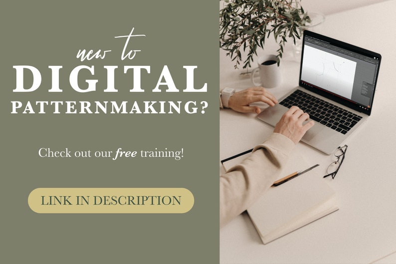 Puede incluir: Una persona trabajando en una computadora port&aacute;til con un fondo blanco. La pantalla de la computadora port&aacute;til muestra un programa de dise&ntilde;o con un c&iacute;rculo dibujado en la pantalla. El texto en la imagen dice "new to DIGITAL PATTERNMAKING? Check out our free training! LINK IN DESCRIPTION."