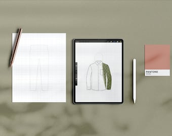 Mens Technical Sketch Template / Fashion Flats / Instant Download