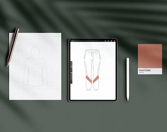 Ladies Technical Sketch Template / Fashion Flats / Instant Download