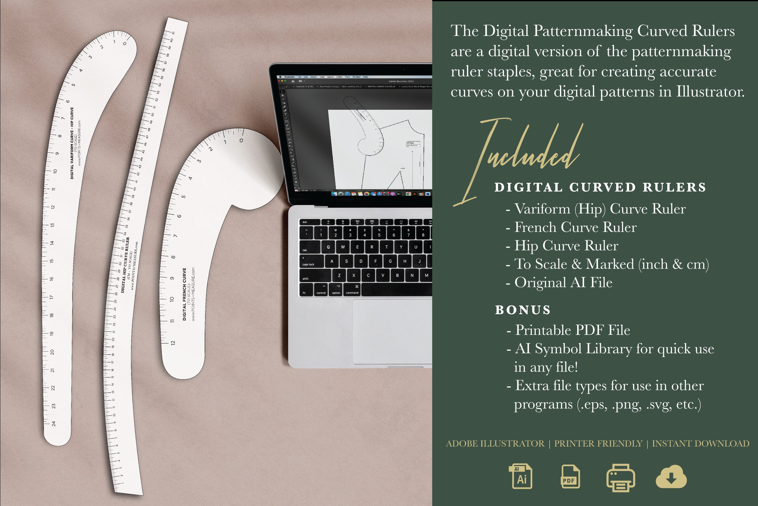 Pattern Making Rulers / Curved Digital Rulers / French Curve / Etsy