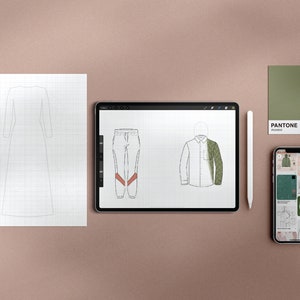 Technical Sketch Template / Fashion Flats / Bundle / Instant Download