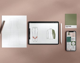 Technical Sketch Template / Fashion Flats / Bundle / Instant Download