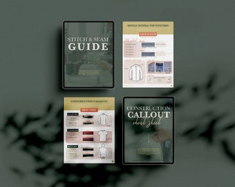 Stitch & Seam Guide and Construction Callouts Guide / Technical Design Guide / Freelance Bundle / Fashion Design DIY / Instant Download
