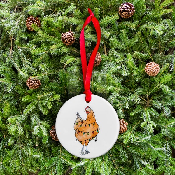 Ceramic chicken christmas ornament bauble - Crazy Chicken Lady , Hen , Chicken Gifts, christmas gift, secret santa gift