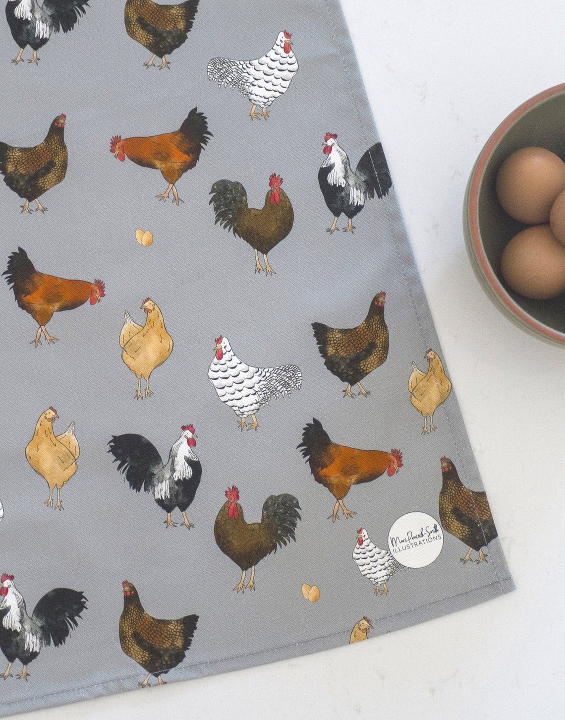 Chicken Tea Towel Teatowel Chicken / Hen Premium grey Etsy