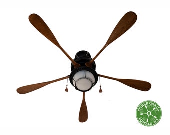 Air Wave 53" L-RT. - Boat Oar Ceiling Fan with Light by Either Oar Company LLC