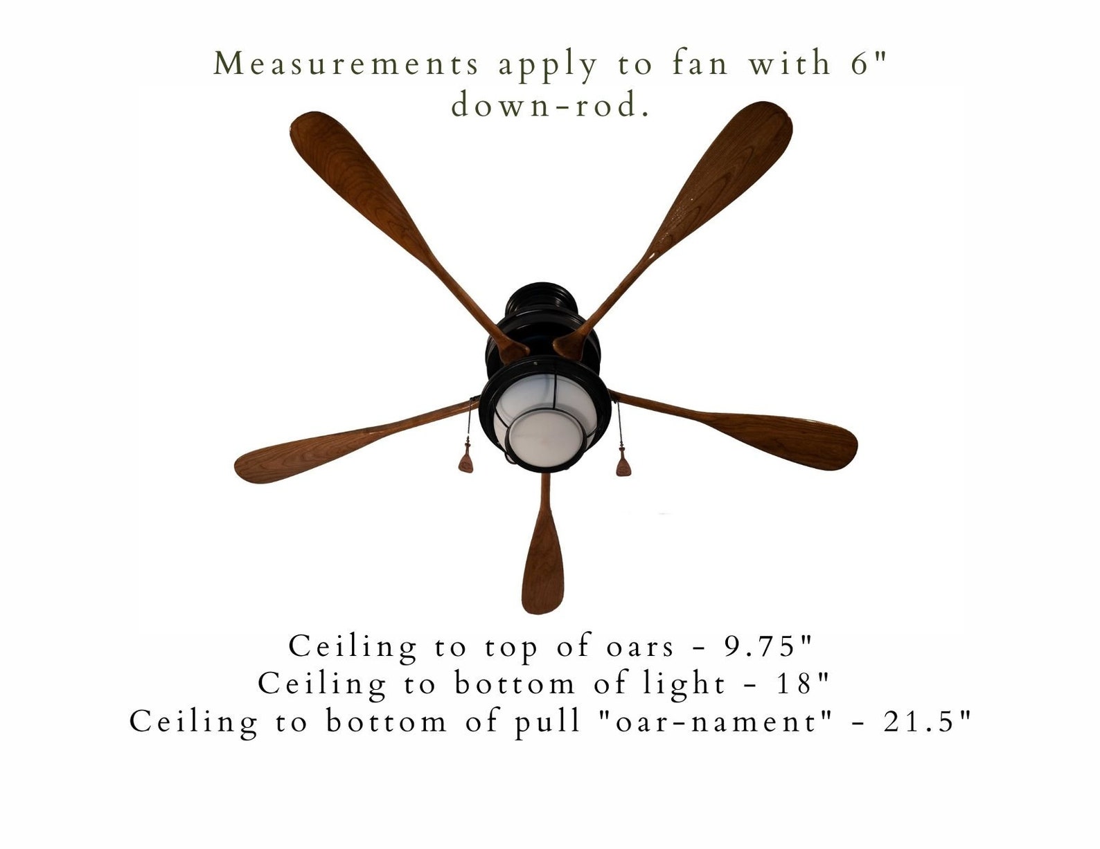 Air Wave 53 LRT. Boat Oar Ceiling Fan With Light by Either Oar Company