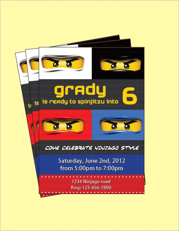 Ninjago Party Birthday Invitation Printable Etsy