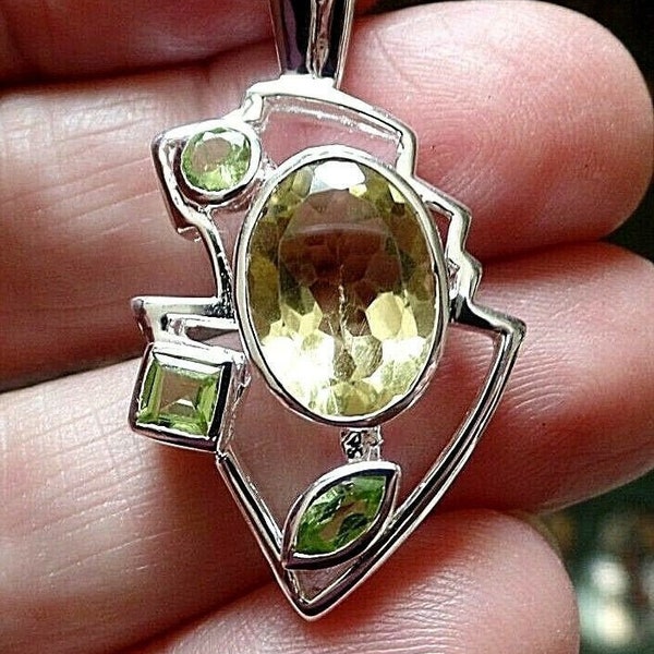 Avant Garde Sterling Silver Lemon Topaz and Peridot November Birthstone