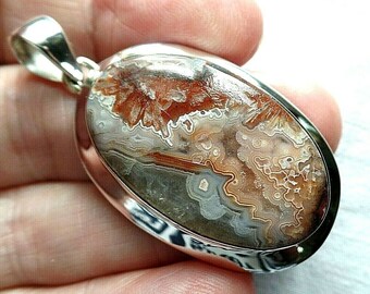 Amazing yellow Mexico Crazy Lace Agate pendant stone EA1897