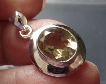 Gorgeous Sterling Silver and Champagne Topaz Pendant November Birthstone 4.2g Natural and Untreated Topaz