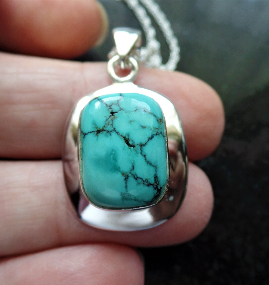 スターリングシルバーと天然チベットターコイズのマトリックス