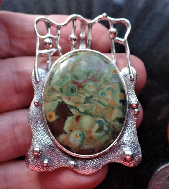 Large Statement Piece Sterling Silver and Dragons Blood Jasper