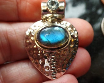 Antique Style Sterling Silver Mystic Topaz and Garnet