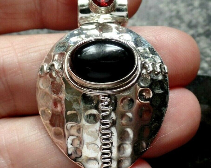 Vintage Black Onyx Choker 925 Sterling Silver Pendant Necklace - Etsy