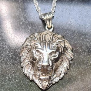 Original Design Sterling Silver Roaring Lion Pendant or Necklace Aslan King of Beasts