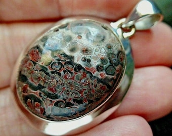 Details about / Carved Leopard Skin Jasper Gemstone 925 SterlingSilver Necklace 18/" GP-1251-1260