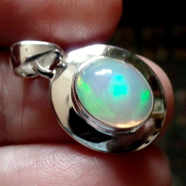 Reserved DO NOT BUY Debra Superb Stylish Sterling Silver and Rainbow Opal Pendant October Birthstone 3.8g 180422