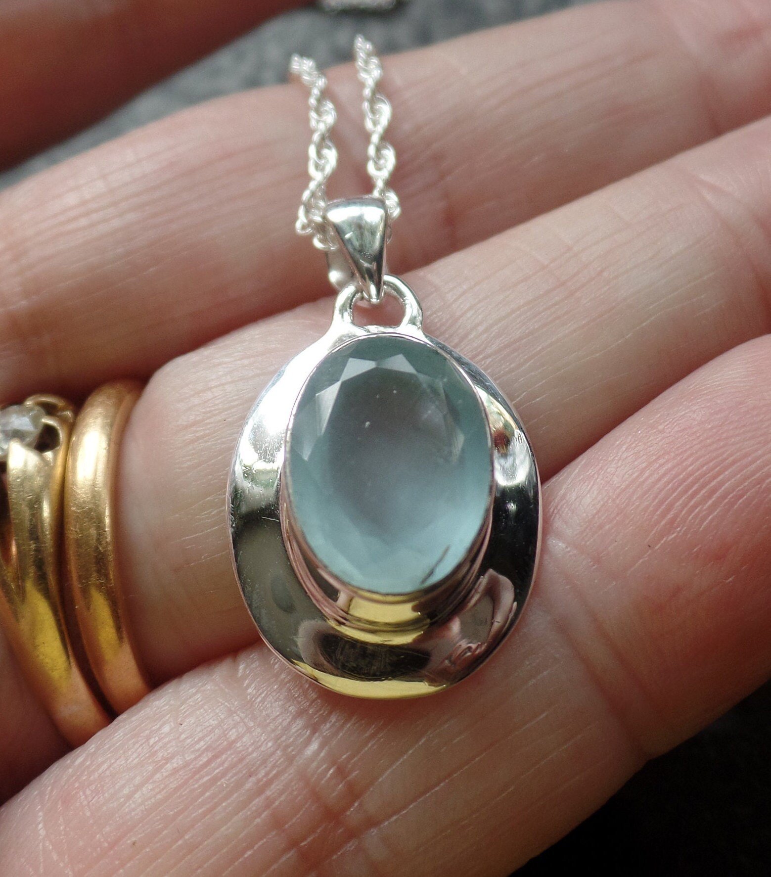 Aquamarine shop silver necklace