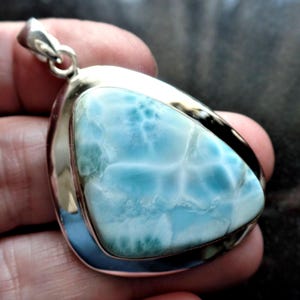 Sterling Silver and Dominican Larimar Pendant 18.6g Atlantis Stone