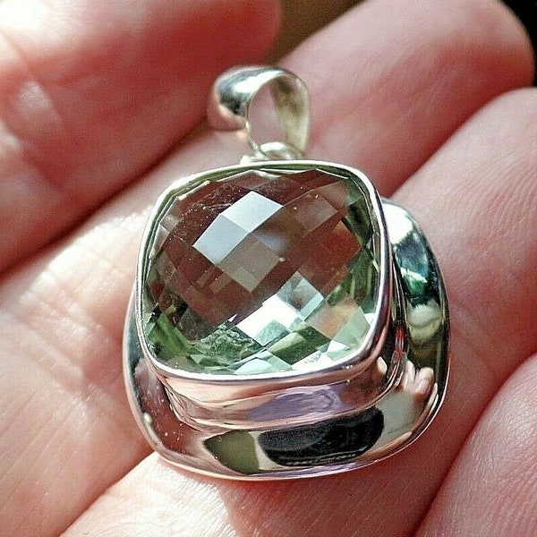 Reserved for SueR DO NOT BUY Sterling Silver and Prasiolite aka Green Amethyst Pendant February Birthstone 8.0g