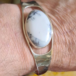 Stylish Sterling Silver and Dendritic Opal Bangle 23.9g