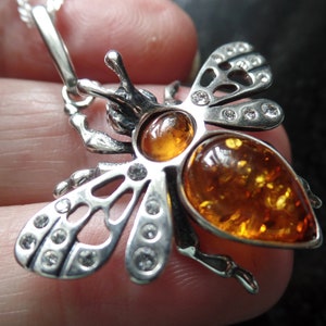 Sterling Silver and Baltic Amber Honey Bee