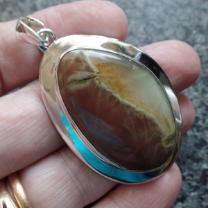 Very Rare Sterling Silver and Oregon Opal Pendant October Birthstone 16.3g FLAW Thunderegg Treasure